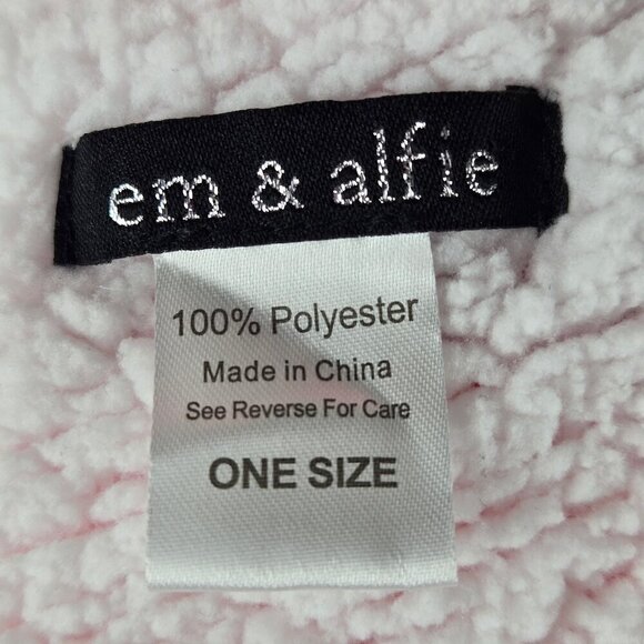 Em & Alfie One Size Red Pink Striped Plush Robe "Oh What Fun" Sequins on Back - Picture 12 of 13